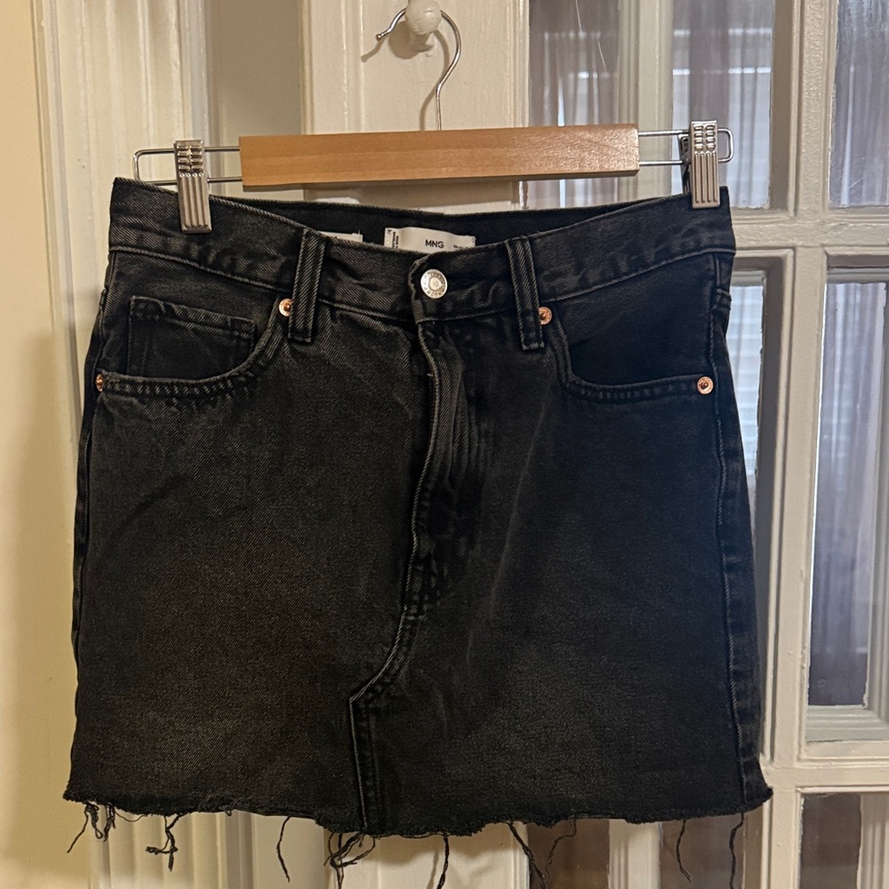 Mango Black Denim Skirt XS